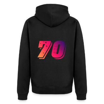 Symbole de 70 chiffres - Veste à capuche bio Premium Unisexe - noir - Dos - Nico (187cm)