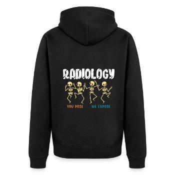 Radiology You Pose We Expose - Unisex Premium Bio Zip Hoodie - Schwarz - Hinten - Nico (187cm)