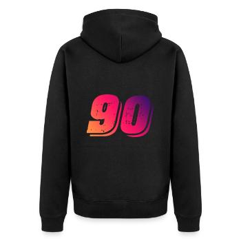 90 Zahl Symbol - Unisex Premium Bio Zip Hoodie - Schwarz - Hinten - Nico (187cm)