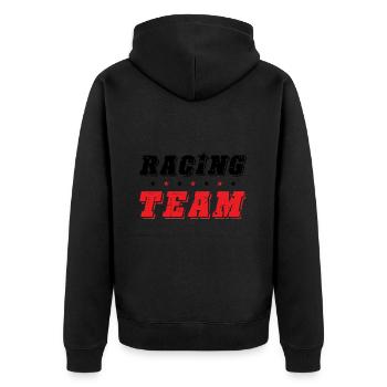 Racing Team - Unisex Premium Bio Zip Hoodie - Schwarz - Hinten - Nico (187cm)