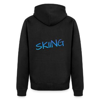 skiing - Unisex Premium Bio Zip Hoodie - Schwarz - Hinten - Nico (187cm)