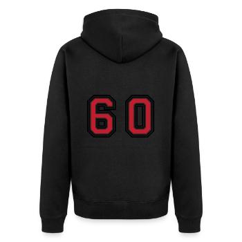 60 Number Symbol - Unisex Premium Organic Zip Hoodie - black - Back - Nico (187cm)
