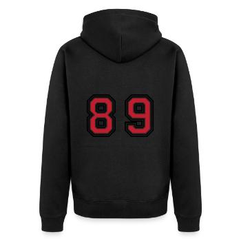 89 Number Symbol - Unisex Premium Organic Zip Hoodie - black - Back - Nico (187cm)