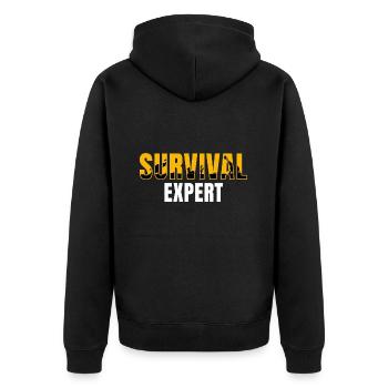 Survival Expert - Unisex Premium Bio Zip Hoodie - Schwarz - Hinten - Nico (187cm)