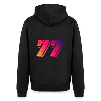 77 Number Symbol - Unisex Premium Organic Zip Hoodie - black - Back - Nico (187cm)