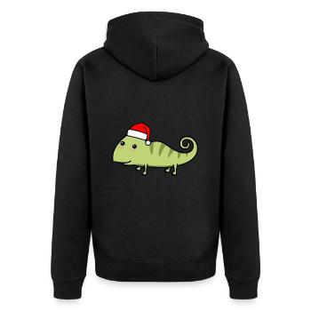 Chamäleon Comic Weihnachten Xmas - Unisex Premium Bio Zip Hoodie - Schwarz - Hinten - Nico (187cm)
