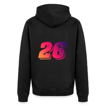 26 Zahl Symbol - Unisex Premium Bio Zip Hoodie - Schwarz - Hinten - Nico (187cm)