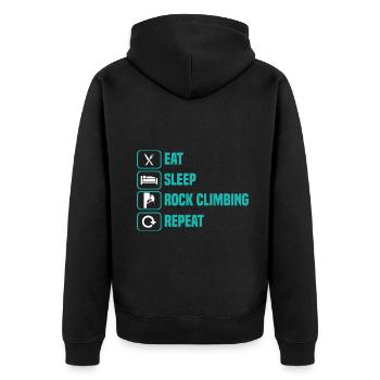 klettern kletterer bergsport boulder boulderer - Unisex Premium Bio Zip Hoodie - Schwarz - Hinten - Nico (187cm)