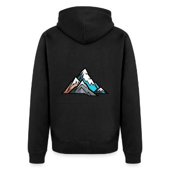 Mountains Mountaineer Symbol - Unisex Premium Organic Zip Hoodie - black - Back - Nico (187cm)