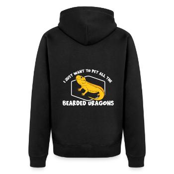 I just want to pet all the Bearded Dragons - Unisex Premium Bio Zip Hoodie - Schwarz - Hinten - Nico (187cm)