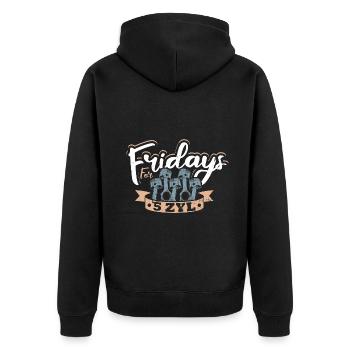 Fridays for 5 ZYL Tuner Tuning 5 Zylinder - Unisex Premium Bio Zip Hoodie - Schwarz - Hinten - Nico (187cm)