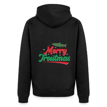 Merry Troutmas Forelle Angeln Weihnachten - Unisex Premium Bio Zip Hoodie - Schwarz - Hinten - Nico (187cm)