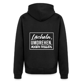 Mein Kopf hat zu viele Tabs offen - Unisex Premium Bio Zip Hoodie - Schwarz - Hinten - Nico (187cm)