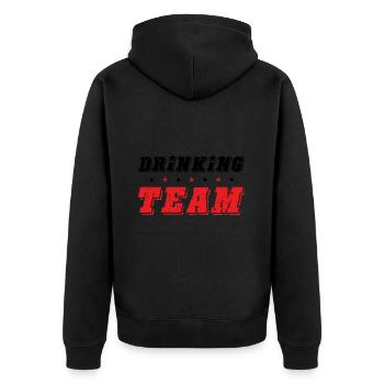 Drinking Team - Unisex Premium Bio Zip Hoodie - Schwarz - Hinten - Nico (187cm)