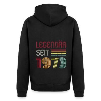Legendär Seit 1973 Jahr Retro 73er Jahrgang - Unisex Premium Bio Zip Hoodie - Schwarz - Hinten - Nico (187cm)