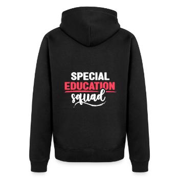 Special education squad - Unisex Premium Bio Zip Hoodie - Schwarz - Hinten - Nico (187cm)