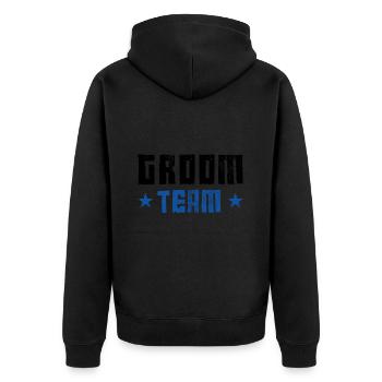 Groom Team - Unisex Premium Bio Zip Hoodie - Schwarz - Hinten - Nico (187cm)