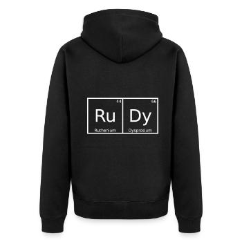 Rudy Surname First name Chemistry Periodic Table Elements - Unisex Premium Organic Zip Hoodie - black - Back - Nico (187cm)