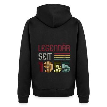Legendär Seit 1955 Jahr Retro 55er Jahrgang - Unisex Premium Bio Zip Hoodie - Schwarz - Hinten - Nico (187cm)