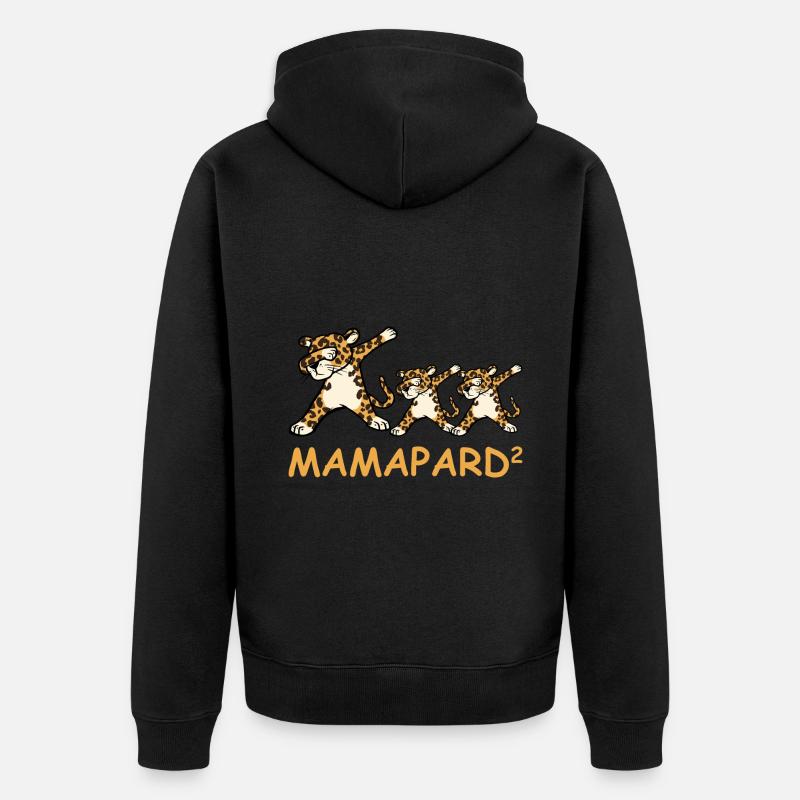 Schwanger werdene Mutter Zwillinge Leopard - Unisex Premium Bio Zip Hoodie - Schwarz