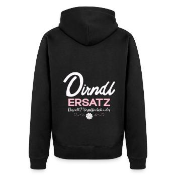 Damen Dirndl Ersatz Trachten Ersatz Bluse Kirmes - Unisex Premium Bio Zip Hoodie - Schwarz - Hinten - Nico (187cm)