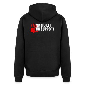 No Ticket No Support Informatik Admin - Unisex Premium Bio Zip Hoodie - Schwarz - Hinten - Nico (187cm)