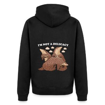 I'm Not A Delicacy Pangolin - Unisex Premium Organic Zip Hoodie - black - Back - Nico (187cm)