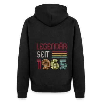 Legendär Seit 1965 Jahr Retro 65er Jahrgang - Unisex Premium Bio Zip Hoodie - Schwarz - Hinten - Nico (187cm)