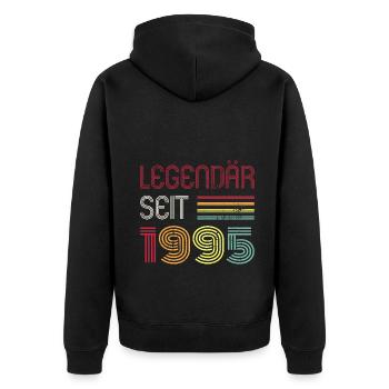 Legendär Seit 1995 Jahr Retro 95er Jahrgang - Unisex Premium Bio Zip Hoodie - Schwarz - Hinten - Nico (187cm)