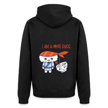 Kawaii Japanese Food Salmon Salmon Sushi Roll - Veste à capuche bio Premium Unisexe - noir - Dos - Nico (187cm)