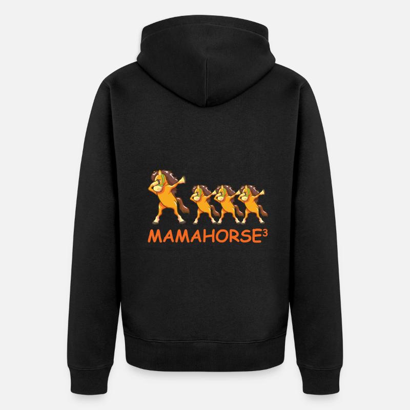 Schwanger werdene Mutter Drillinge Pferd - Unisex Premium Bio Zip Hoodie - Schwarz