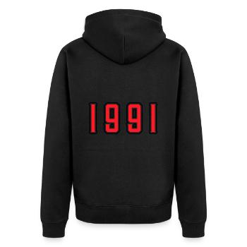 1991 Jahr Geburtstag - Unisex Premium Bio Zip Hoodie - Schwarz - Hinten - Nico (187cm)