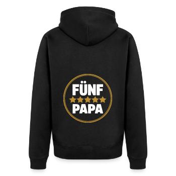 Fünf Sterne Papa - der beste Papa auf der Welt - Unisex Premium Bio Zip Hoodie - Schwarz - Hinten - Nico (187cm)