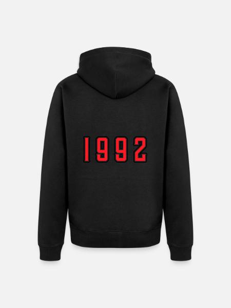 1992 year birthday - Unisex Premium Organic Zip Hoodie - black