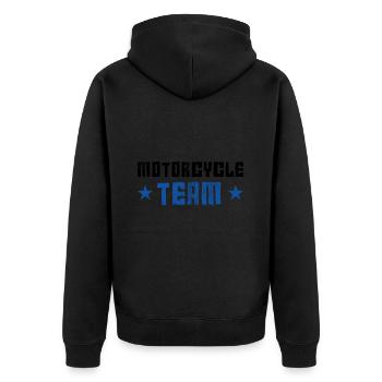 Motorcycle Team - Unisex Premium Bio Zip Hoodie - Schwarz - Hinten - Nico (187cm)