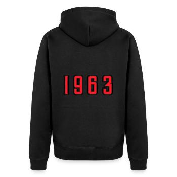 1963 year birthday - Unisex Premium Organic Zip Hoodie - black - Back - Nico (187cm)