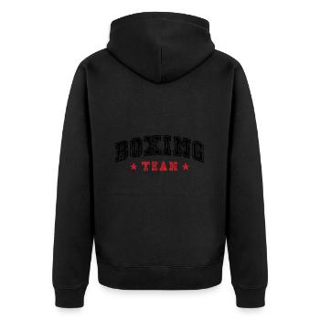 Boxing Team - Unisex Premium Bio Zip Hoodie - Schwarz - Hinten - Nico (187cm)