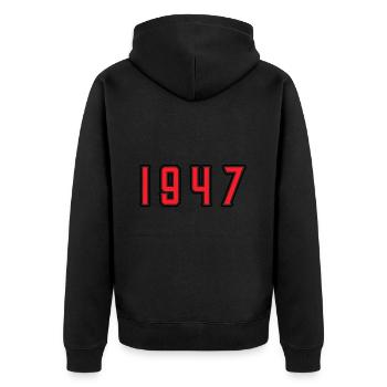 1947 year birthday - Unisex Premium Organic Zip Hoodie - black - Back - Nico (187cm)
