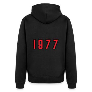 1977 Jahr Geburtstag - Unisex Premium Bio Zip Hoodie - Schwarz - Hinten - Nico (187cm)