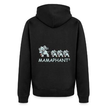 Schwanger werdene Mutter Drillinge Elefant - Unisex Premium Bio Zip Hoodie - Schwarz - Hinten - Nico (187cm)