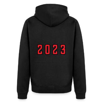 2023 Jahr Geburtstag - Unisex Premium Bio Zip Hoodie - Schwarz - Hinten - Nico (187cm)