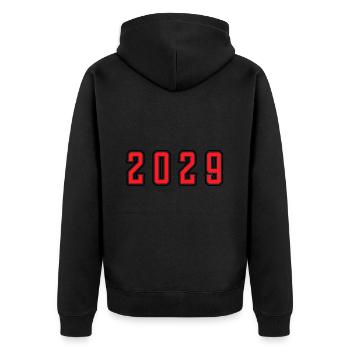 2029 year birthday - Unisex Premium Organic Zip Hoodie - black - Back - Nico (187cm)