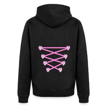 Damen Dirndl Ersatz Trachten Ersatz Bluse Kirmes - Unisex Premium Bio Zip Hoodie - Schwarz - Hinten - Nico (187cm)