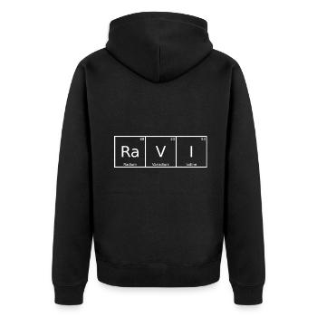 Ravi Nom Prénom Chimie Éléments du tableau périodique - Veste à capuche bio Premium Unisexe - noir - Dos - Nico (187cm)