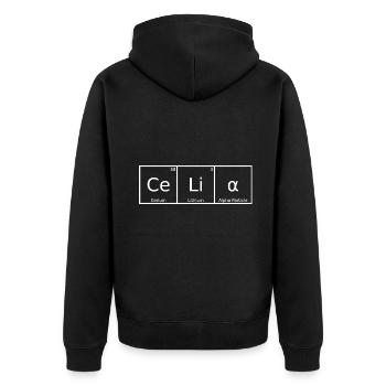 Celia Nom Prénom Chimie Tableau périodique Éléments - Veste à capuche bio Premium Unisexe - noir - Dos - Nico (187cm)