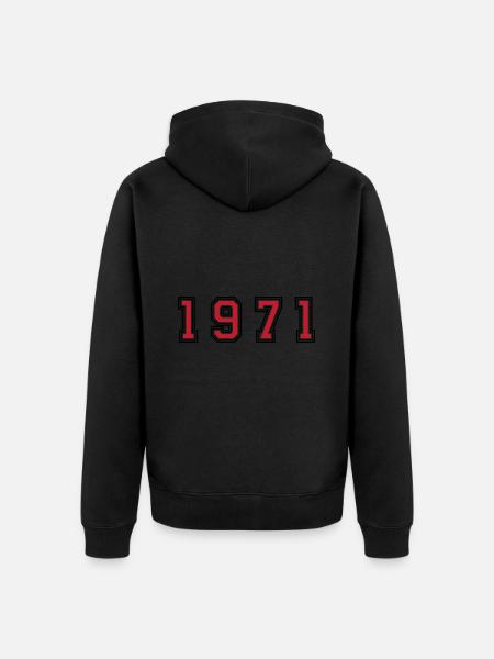 1971 year number - Unisex Premium Organic Zip Hoodie - black