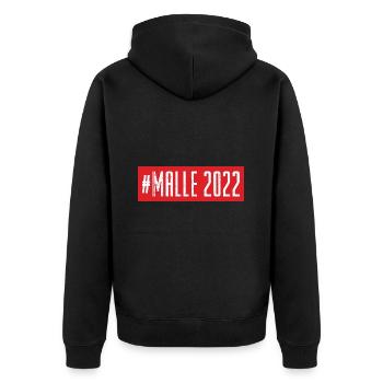 Malle 2022 - Unisex Premium Bio Zip Hoodie - Schwarz - Hinten - Nico (187cm)
