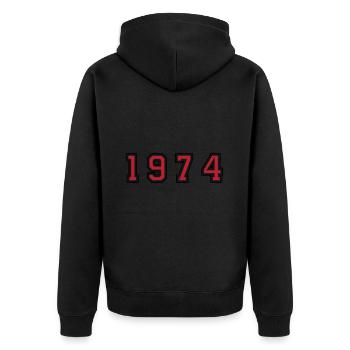 1974 year number - Unisex Premium Organic Zip Hoodie - black - Back - Nico (187cm)
