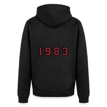 1983 year number - Unisex Premium Organic Zip Hoodie - black - Back - Nico (187cm)