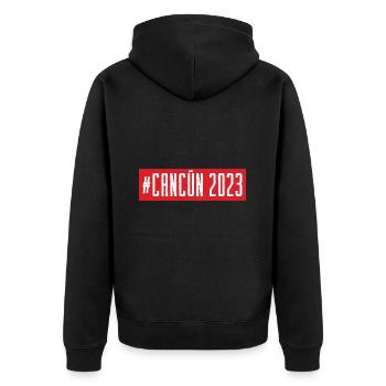 Cancun 2023 - Unisex Premium Bio Zip Hoodie - Schwarz - Hinten - Nico (187cm)